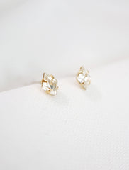 gold filled crystal diamond studs side view