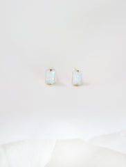 tiny opal baguette earrings