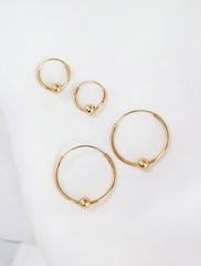 small & large gold vermeil beaded hoop earrings