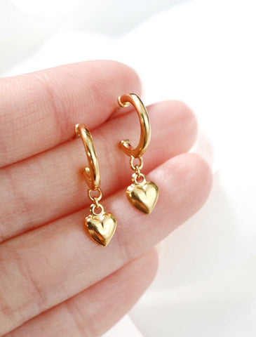 puffy heart hoop earrings