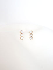 crystal triple bar earrings 14k gold filled