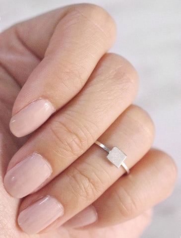 silver square midi ring