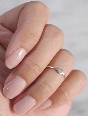 silver tiny circle midi ring