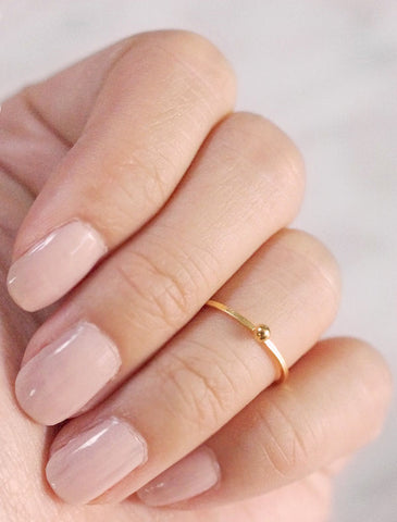 gold tiny ball midi ring