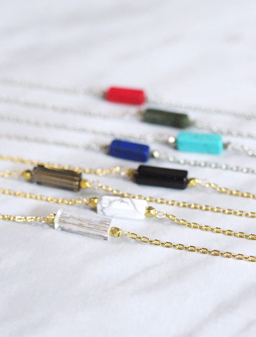 long Y drop slip necklace