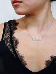 fearless necklace modelled