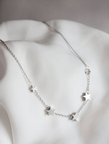 silver string of stars necklace