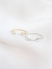 gold and silver cuff rings with double crystals