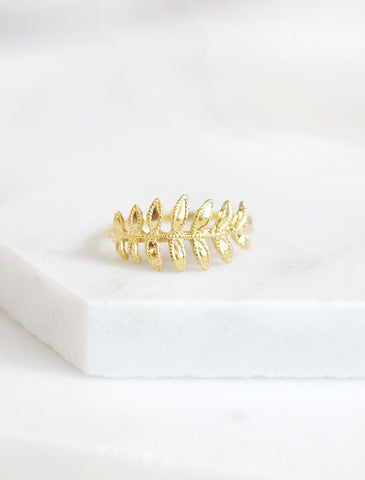 gold fern leaf ring