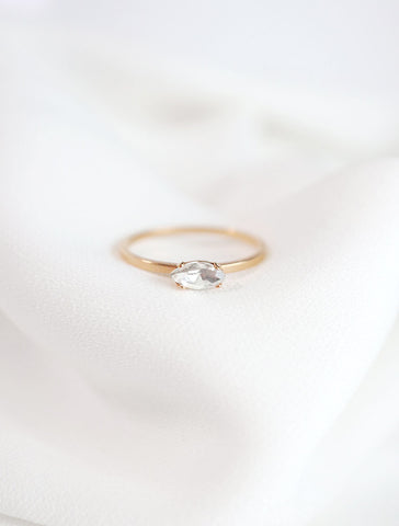 horizontal marquis crystal ring in gold and clear
