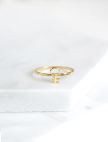 tiny gold key stacking ring