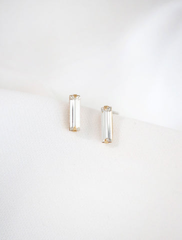 micro crystal baguette earrings | garnet