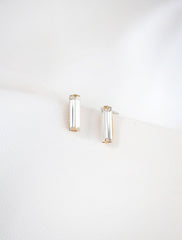 clear baguette crystal stud earrings