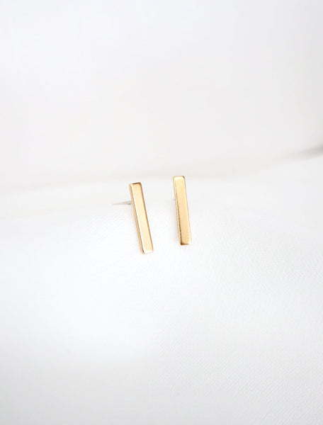gold filled bar stud earrings