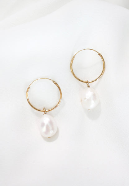 gold filled baroque pearl earrings