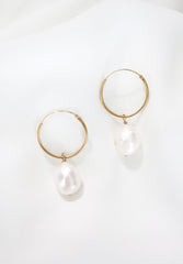 gold filled baroque pearl earrings