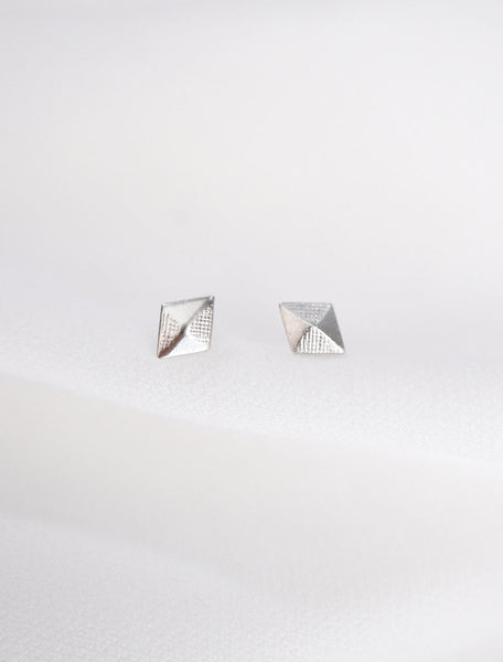 silver diamond pyramid studs