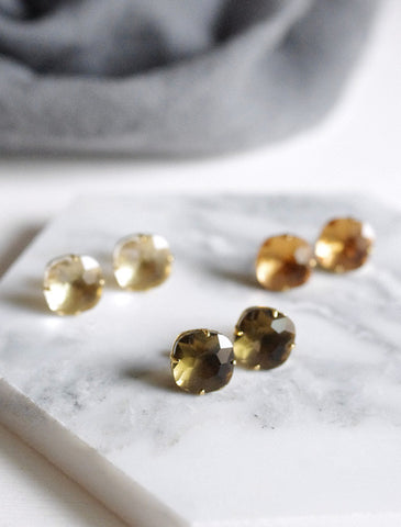 micro crystal baguette earrings | emerald