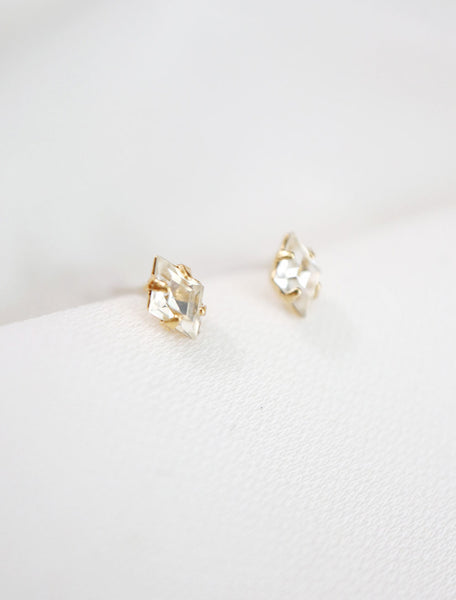 gold filled crystal diamond studs side view