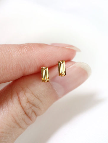 micro crystal baguette earrings | amethyst