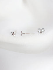 sterling silver micro star stud earrings side view