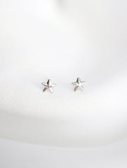 sterling silver micro star stud earrings