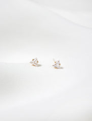 gold filled tiny cz triangle stud earrings