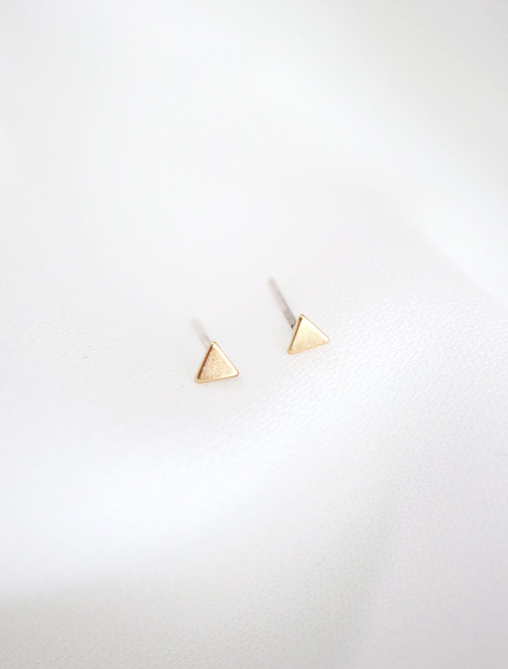 tiny gold filled triangle studs