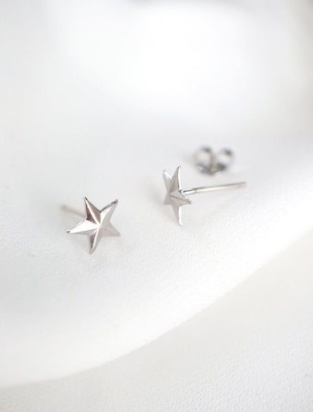 sterling silver star stud earrings side view