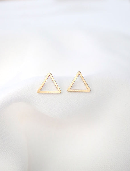 gold cutout triangle earrings
