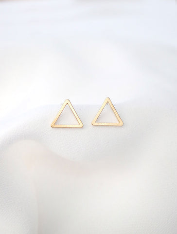 gold cutout triangle earrings