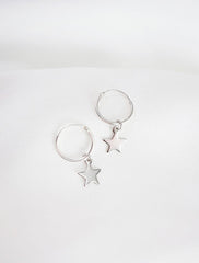 sterling silver star charm hoop earrings