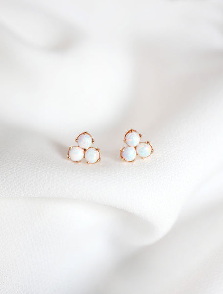 gold filled opal trio earrings