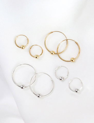 vermeil & sterling silver beaded hoop earrings