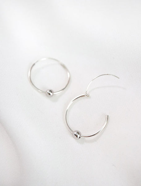 sterling silver beaded hoop earrings with hinge