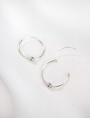 sterling silver beaded hoop earrings with hinge
