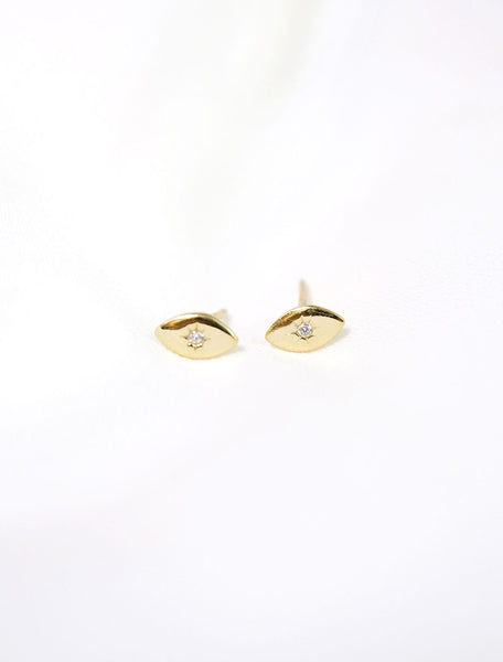 gold vermeil evil eye stud earrings