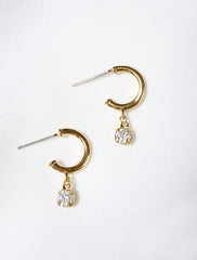 gold vermeil cz charm hoop earrings