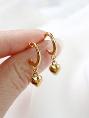 puffy heart hoop earrings
