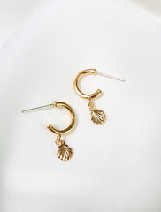 seashell charm hoop studs back view