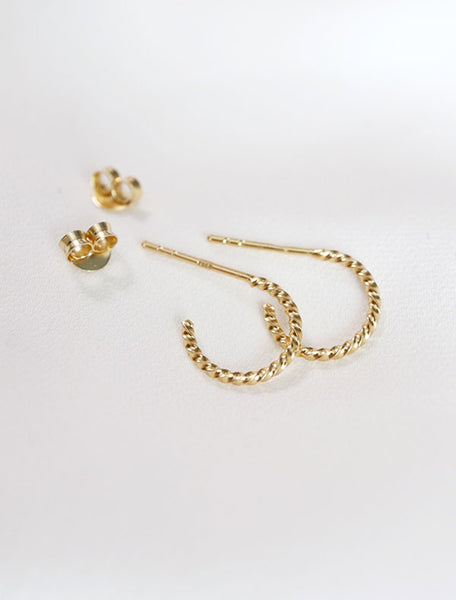 gold vermeil rope hoop earrings