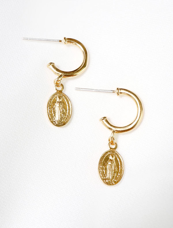 virgin mary hoop earrings kindlingandco