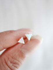 tiny opal triangle earrings