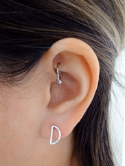 silver half moon studs modelled