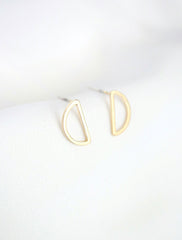 gold filled open half moon earrings