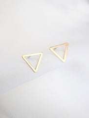open triangle studs gold