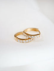 gold vermeil pave huggie hoop earrings
