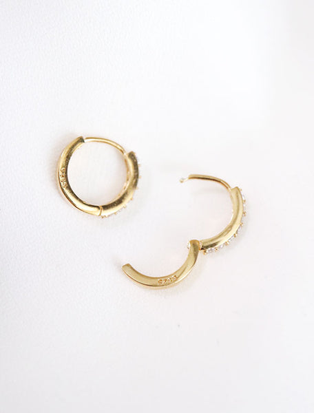 gold vermeil pave hoop earrings hinge