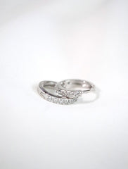 sterling silver pave huggie hoops