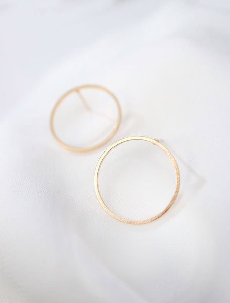 14k gold filled circle hoop stud earrings